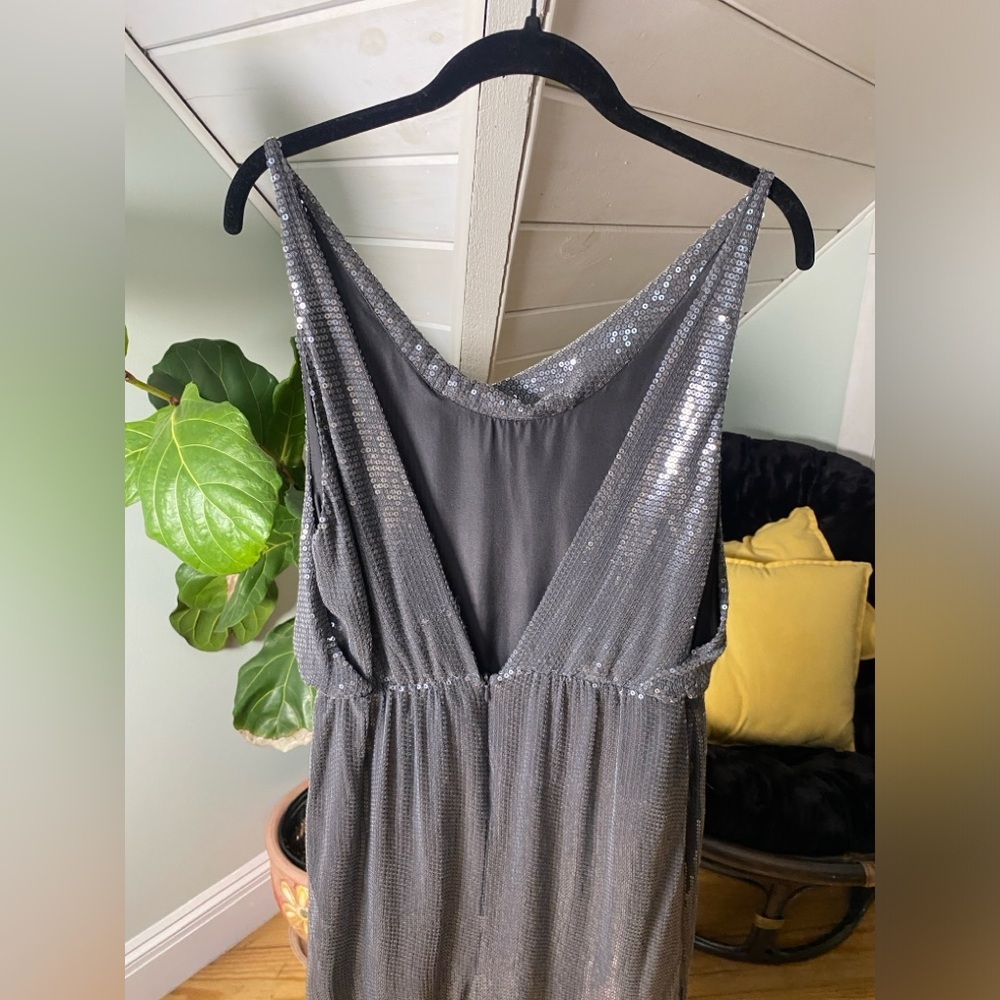 Robert Rodriguez Gunmetal Gray Sequin Silk Open Back Mini Dress Size 6 - Picture 7 of 12
